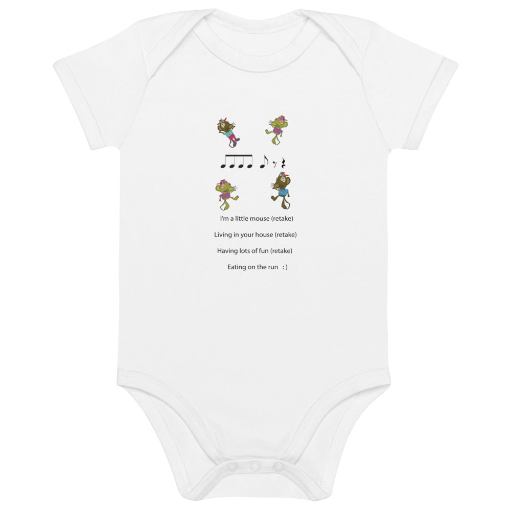 Musical Organic cotton baby bodysuit - I'm a little mouse